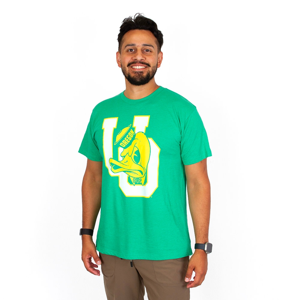 Interlocking UO, Green, Crew Neck, Cotton Blend, Men, Unisex, Homefield Vintage, Duck Head, Outline Print, T-Shirt, 750998